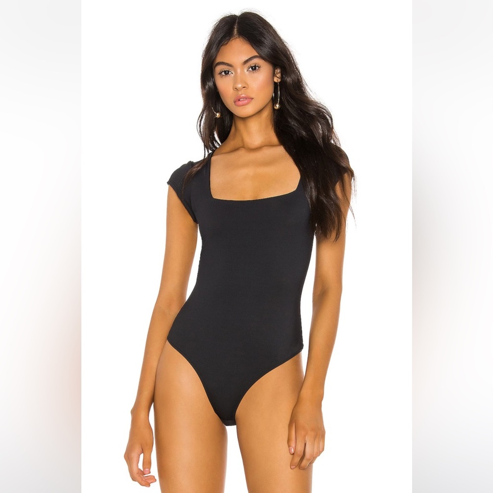 Free People- Square Eyes Bodysuit in Black. Size: L